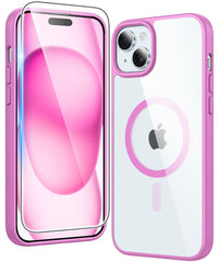 FNTCASE Hülle für iPhone 15 Plus 14 Plus: Klare, vergilbungsfreie, magnetische Handyhülle in Militärqualität mit Fallschutz – robuster, stoßfester Schutzstoßfänger, transparent 