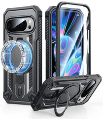 FNTCASE Google Pixel 10/ 10 Pro/ 9/ 9 Pro ケース リングホルダー付き マグネット式キックスタンド ミリタリーグレード 耐衝撃 保護 頑丈 携帯電話カバー