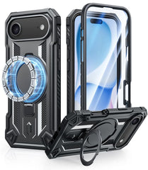 FNTCASE for iPhone 17 Air Case with Ring Holder Magnetic Kickstand Military Grade Shockproof Protective Rugged Cell Phone Cover