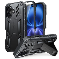 FNTCASE iPhone 16 Plus 6.7インチ 2024用電話ケース: ミリタリーグレードの耐衝撃性、スクリーンプロテクターとキックスタンド内蔵