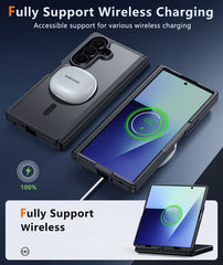 Samsung Galaxy Z Fold 7 Case: Hinge Protection Translucent Matte Magsafe Military Grade Shockproof Protective