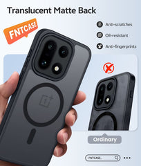 FNTCASE for OnePlus 15 Phone Case: Magnetic Translucent Matte Shockproof Slim Phone Cover - Military Grade Drop Proof Hard Back Anti-Fingerprint Protective Case
