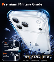 FNTCASE for iPhone 17 Pro 6.3 inch Clear Case: Wireless Charging Anti Yellowing Shockproof Phone Case