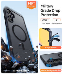 Samsung Galaxy A15 Phone Case: Magnetic Translucent Matte Shockproof Slim Phone Cover - Military Grade Drop Proof Hard Back Anti-Fingerprint Protective Case