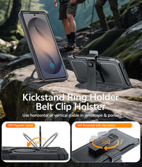 Samsung Galaxy S26 Ultra Case, Military Grade Rugged Protection: Magnetic Ring Kickstand with Belt-Clip Holster, 2 Front Frames, Built-in Screen Protector