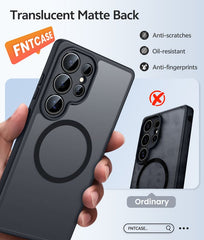 Samsung Galaxy S24 Ultra Phone Case: Magnetic Translucent Matte Shockproof Slim Phone Cover - Military Grade Drop Proof Hard Back Anti-Fingerprint Protective Case