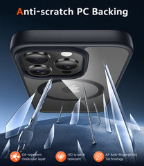 FNTCASE for iPhone 16 Pro Max Case: Clear Anti Yellowing Magnetic Military Grade Drop Protection Cell Phone Cover - Rugged Shockproof Protective Bumper Transparent