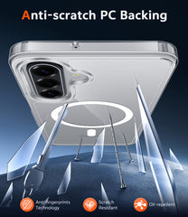 Samsung Galaxy A17 A16 Clear Phone Case: Magnetic Charging Shockproof Magsafe Support