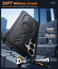 Samsung Galaxy S25 FE Magnetic Rugged Case Featuring Ring Kickstand Military Grade Protection