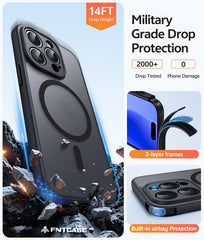 FNTCASE for iPhone 14 Pro Max Case: Strong Magnetic Translucent Matte Slim Shockproof Protective Drop Full Protection Phone Cover
