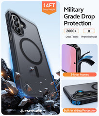 Samsung Galaxy A27 Phone Case: Magnetic Translucent Matte Shockproof Slim Phone Cover - Military Grade Drop Proof Hard Back Anti-Fingerprint Protective Case