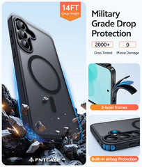 FNTCASE for Samsung Galaxy S25 FE Case: Strong Magnetic Translucent Matte Slim Shockproof Protective Drop Protection Phone Cover
