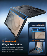 Samsung Galaxy Z Fold 8 with Hinge Protection Magnetic Rugged Case Featuring Ring Kickstand Military Grade Protection