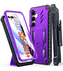 FNTCASE For Samsung Galaxy S25+/ S24+ 5G 6.7 inch Phone Case: Rugged Protective Phone Case with Belt Clip Holster and Kickstand