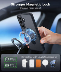 Samsung S26 FE Case: 360° Spin Magnetic Stand, MagSafe, Screen Protector, Translucent Matte Military Grade Shockproof Full Camera Protective Phone Cover