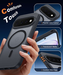 Google Pixel 11 Pro XL Case, FNTCASE Translucent Matte Magnetic Shockproof Cover, Military Drop-Tested Anti-Fingerprint Hard Back