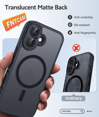 FNTCASE for iPhone 16 Case: Strong Magnetic Translucent Matte Slim Shockproof Protective Drop Full Protection Phone Cover