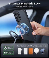 Samsung Galaxy S25 Ultra Case: 360° Spin Magnetic Stand, MagSafe, Screen Protector, Translucent Matte Military Grade Shockproof Full Camera Protective Phone Cover