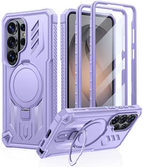 Magnetic Kickstand Case for Samsung Galaxy S26 Ultra 6.9”, Military Grade Protective Cover with Built-in Screen Protector & 2 Front Frames