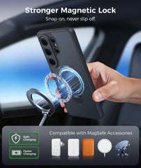 Samsung Galaxy S26 Ultra Case: 360° Spin Magnetic Stand, MagSafe, Screen Protector, Translucent Matte Military Grade Shockproof Full Camera Protective Phone Cover