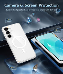 FNTCASE For Samsung Galaxy S25 FE 6.7 inch Clear Case: Magnetic Charging Shockproof Magsafe Support