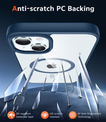 FNTCASE for iPhone 15 Plus 14 Plus Case: Clear Anti Yellowing Magnetic Military Grade Drop Protection Cell Phone Cover - Rugged Shockproof Protective Bumper Transparent
