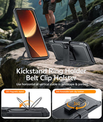 Samsung Galaxy S26 Ultra Case, Military Grade Rugged Protection: Magnetic Ring Kickstand with Belt-Clip Holster, 2 Front Frames, Built-in Screen Protector