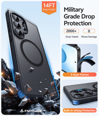 Samsung Galaxy S25 Ultra 6.9 Inch Phone Case: Magnetic Translucent Matte Shockproof Slim Phone Cover - Military Grade Drop Proof Hard Back Anti-Fingerprint Protective Case