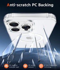 iPhone 15 Pro Clear Case: Magnetic Charging Anti Yellowing Shockproof Magsafe Support