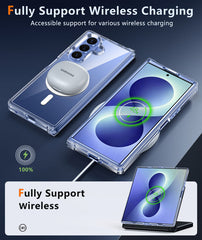 Samsung Z Fold 8 Ultra/Z Fold 7 Magnetic Case: Clear Military Grade Drop Protection Anti Yellowing Cell Phone Cover