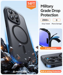 FNTCASE for iPhone 14 Pro Case: Strong Magnetic Translucent Matte Slim Shockproof Protective Drop Full Protection Phone Cover