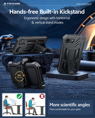 iPhone 17E 16E Phone Case: Rugged Protective Phone Case with Belt Clip Holster and Kickstand