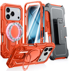 FNTCASE for iPhone 17 Pro Max Case with Ring Holder Magnetic Kickstand Military Grade Shockproof Protective Rugged Cell Phone Cover with Belt Clip Holster