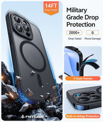 FNTCASE for iPhone 15 Pro Max Case: Strong Magnetic Translucent Matte Slim Shockproof Protective Drop Full Protection Phone Cover