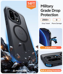 FNTCASE for OnePlus 15 Phone Case: Magnetic Translucent Matte Shockproof Slim Phone Cover - Military Grade Drop Proof Hard Back Anti-Fingerprint Protective Case