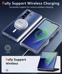FNTCASE for Samsung Z Fold 7 Magnetic Case: Clear Military Grade Drop Protection Anti Yellowing Cell Phone Cover