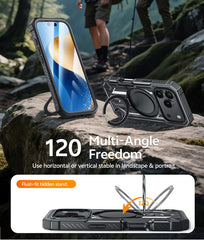 FNTCASE for iPhone 17 Pro Case with Ring Holder Magnetic Kickstand Military Grade Shockproof Protective Rugged Cell Phone Cover