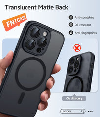 FNTCASE for iPhone 14 Pro Case: Strong Magnetic Translucent Matte Slim Shockproof Protective Drop Full Protection Phone Cover