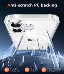 FNTCASE For iPhone 17 6.3 inch Clear Case: Magnetic Charging Shockproof Magsafe Support