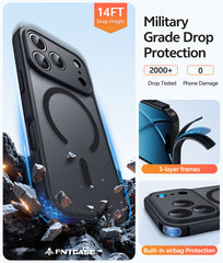 FNTCASE for iPhone 17 Pro Case: Strong Magnetic Translucent Matte Slim Shockproof Protective Drop Full Protection Phone Cover