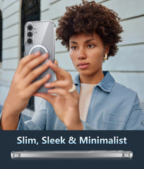 Samsung Galaxy A17 A16 Clear Phone Case: Magnetic Charging Shockproof Magsafe Support