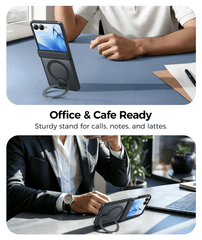 Samsung Galaxy Z Filp 8 Case: 360° Spin Magnetic Stand, MagSafe, Screen Protector, Translucent Matte Military Grade Shockproof Full Hinge Protection