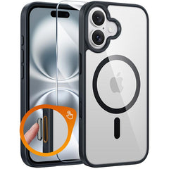 FNTCASE for iPhone 16 Case: Support Camera Control Capture Magnetic Military Grade Drop Protection Anti Yellowing Cell Phone Cover - Rugged Shockproof Transparent Cases(Camera Control)