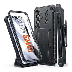 FNTCASE For Samsung Galaxy S25/ S24 5G 6.2 inch Phone Case: Rugged Protective Phone Case with Belt Clip Holster and Kickstand