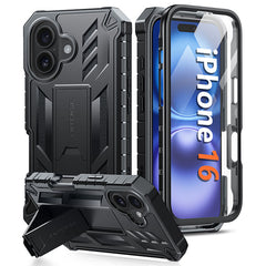 FNTCASE For iPhone 16 6.1 inch 2024 Phone Case: Military Grade Shockproof with Built-in Screen Protector and Kickstand