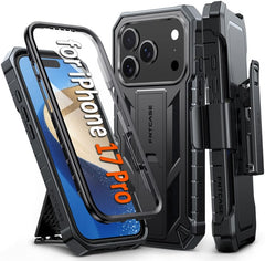 FNTCASE for iPhone 17 Pro Case: Military Grade Rugged Cell Phone Cover with Kickstand and Belt Clip Holster