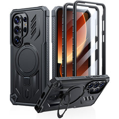 Magnetic Kickstand Case for Samsung Galaxy S26 Ultra 6.9”, Military Grade Protective Cover with Built-in Screen Protector & 2 Front Frames