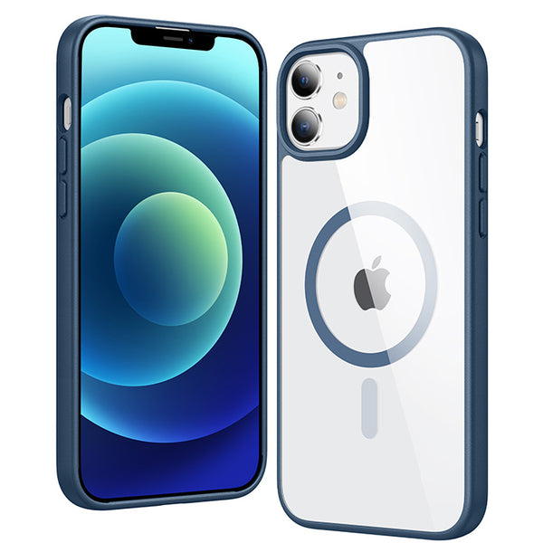 FNTCASE for iPhone 12 Case: Clear Anti Yellowing Magnetic Military