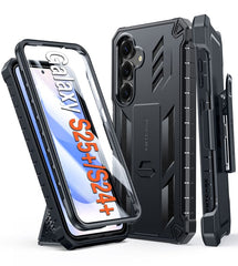 FNTCASE Für Samsung Galaxy S25+/ S24+ 5G 6,2 zoll Telefon Fall: robuste Schutzhülle Telefon Fall mit Gürtel Clip Holster und Kickstand 