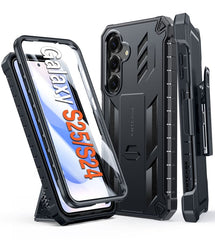 FNTCASE For Samsung Galaxy S25/ S24 5G 6.2 inch Phone Case: Rugged Protective Phone Case with Belt Clip Holster and Kickstand